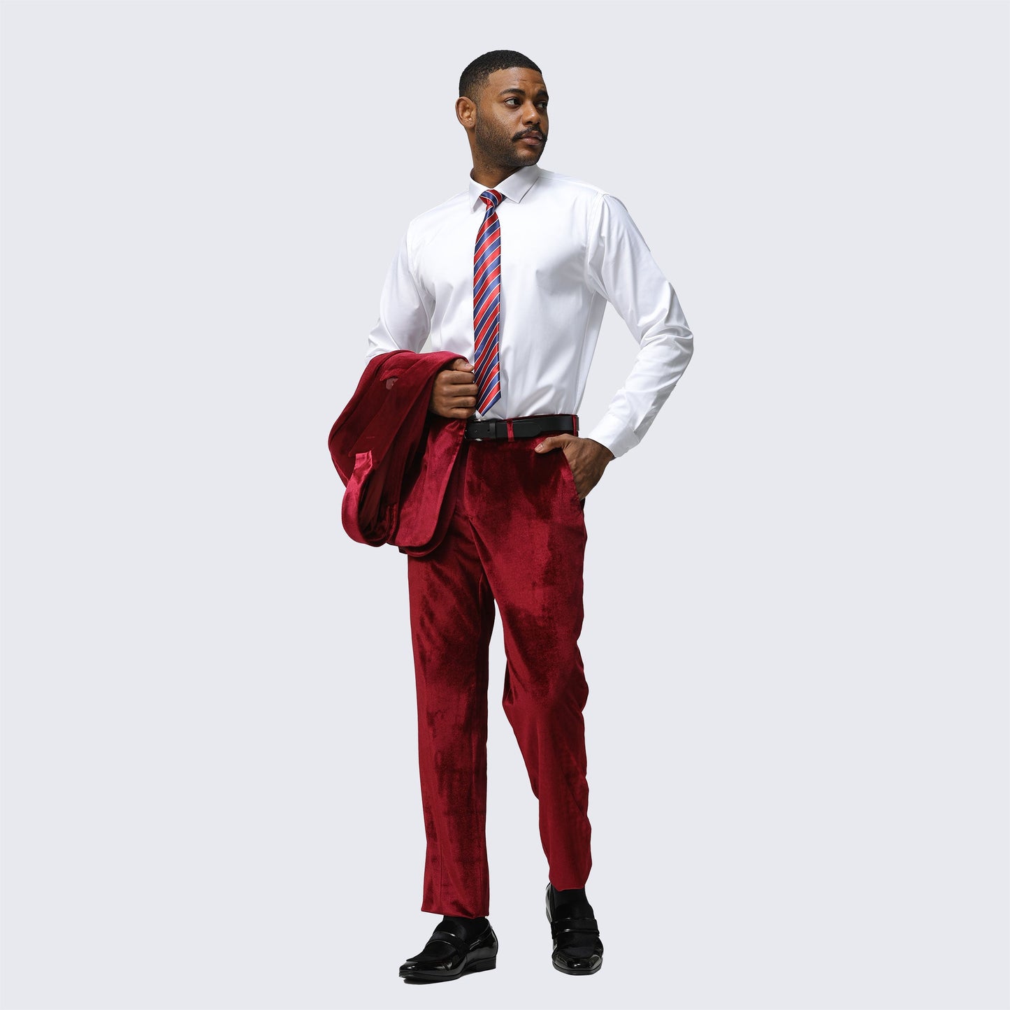 Burgundy Velvet Tuxedo Two Piece Set  - Wedding - Prom