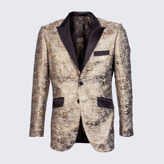 Copper Textured Tuxedo Jacket Slim Fit with Satin Peak Lapel - Wedding - Prom