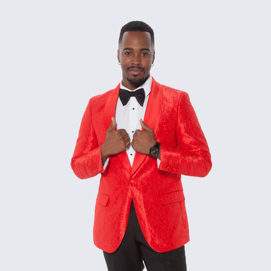 [DISCOUNTED] Red Paisley Tuxedo Jacket Slim Fit - Limited Sizes