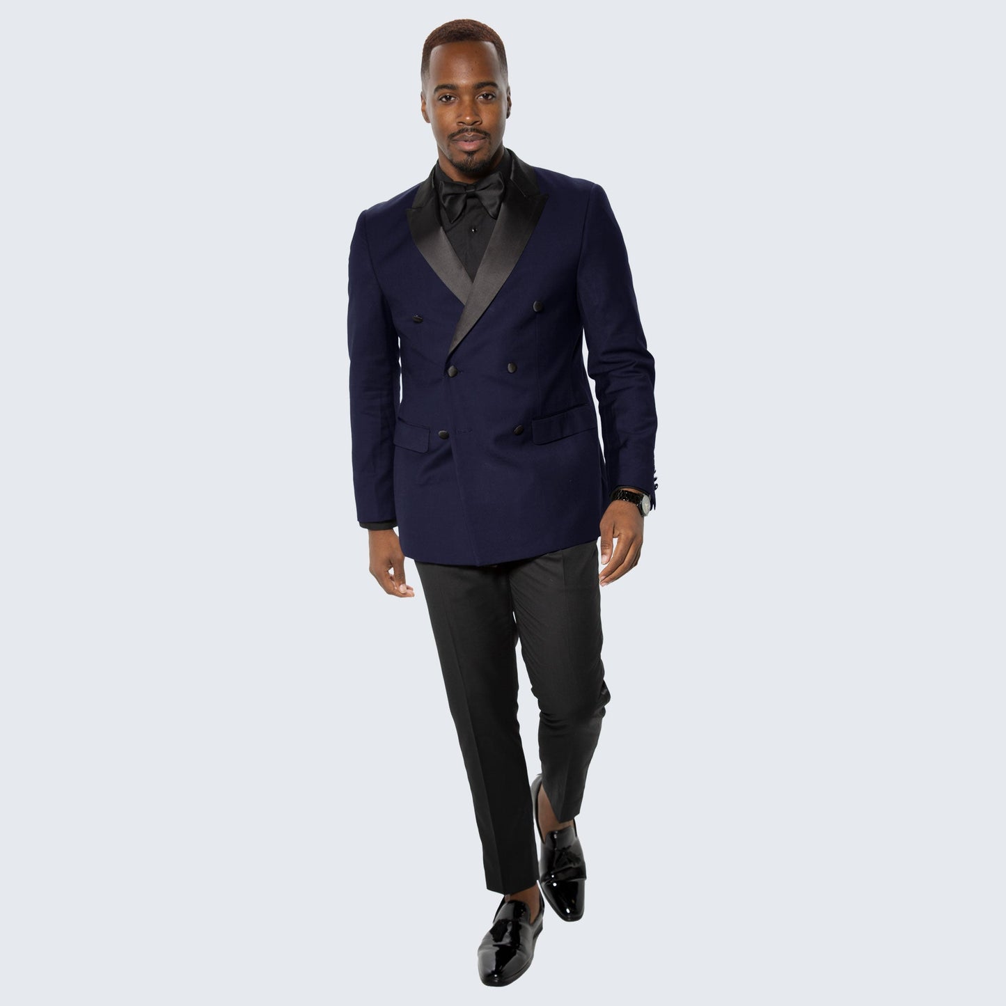 Navy Double Breasted Slim Fit Tuxedo Peak Lapel - Wedding - Prom