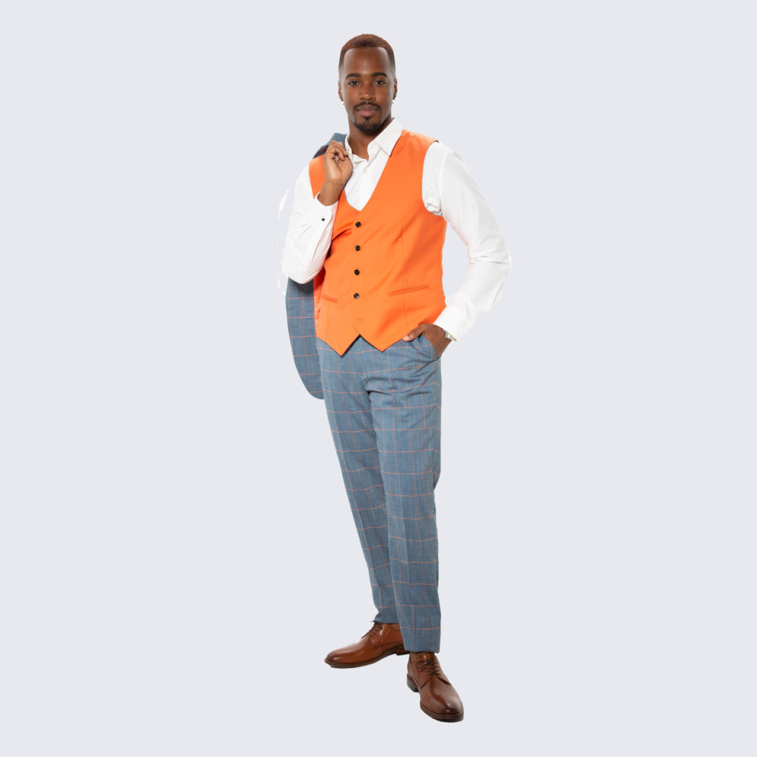 Dark Teal Windowpane Suit with Peak Lapel – Wedding & Prom