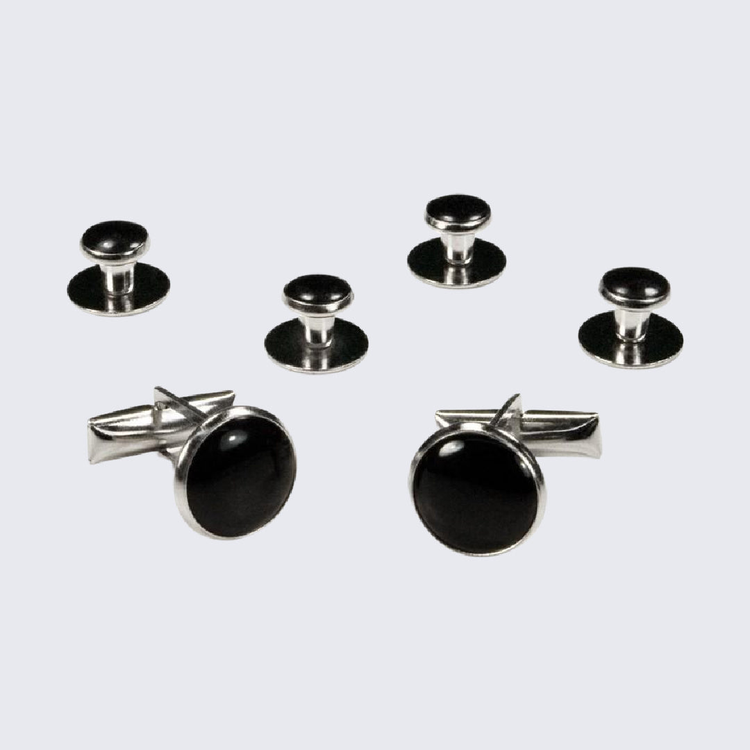 Slim Fit Tuxedo Package - Black Tuxedo Peak Lapel Set with Shirt, Vest, and Cufflink Set- Wedding - Prom